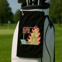 Emotionally Burnt Out Skeleton On Fire Golf Towel thumb 2