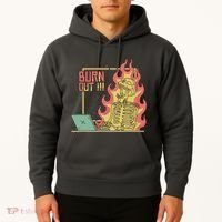 Emotionally Burnt Out Skeleton On Fire Hoodie thumb 2