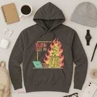 Emotionally Burnt Out Skeleton On Fire Hoodie thumb 3
