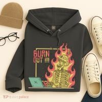 Emotionally Burnt Out Skeleton On Fire Hoodie thumb 4