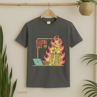 Emotionally Burnt Out Skeleton On Fire T-Shirt thumb 2