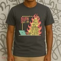 Emotionally Burnt Out Skeleton On Fire T-Shirt thumb 3