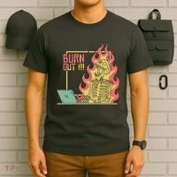 Emotionally Burnt Out Skeleton On Fire T-Shirt thumb 6