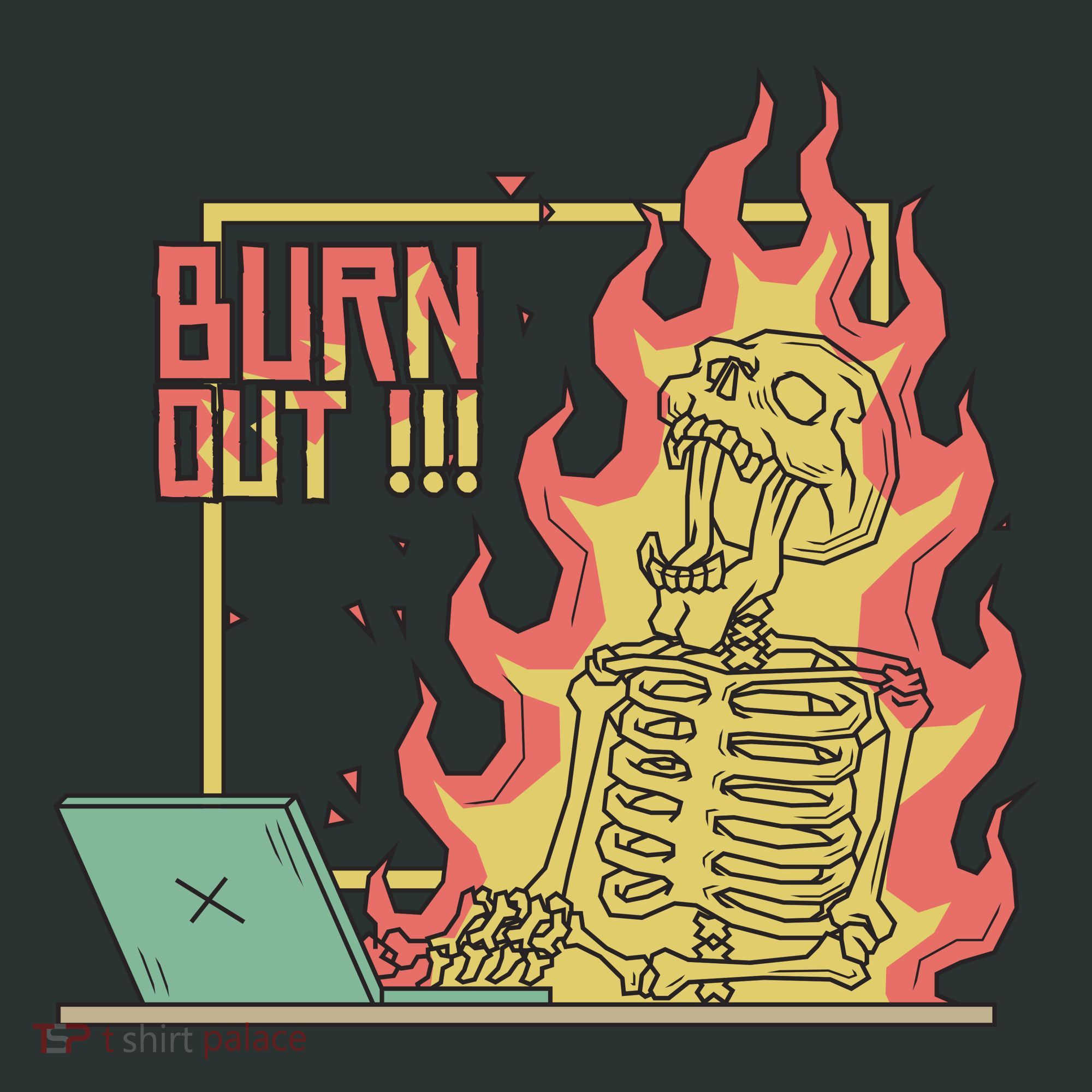 Emotionally Burnt Out Skeleton On Fire Coaster
