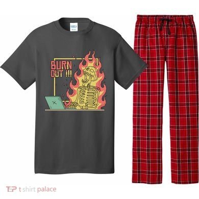 Emotionally Burnt Out Skeleton On Fire Pajama Set