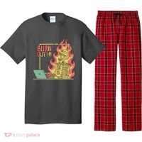 Emotionally Burnt Out Skeleton On Fire Pajama Set thumb 0