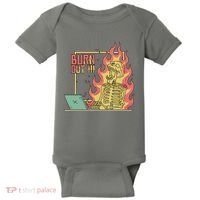 Emotionally Burnt Out Skeleton On Fire Baby Bodysuit thumb 0