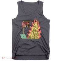Emotionally Burnt Out Skeleton On Fire Tank Top thumb 0