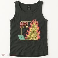 Emotionally Burnt Out Skeleton On Fire Tank Top thumb 2