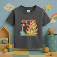 Emotionally Burnt Out Skeleton On Fire Toddler T-Shirt thumb 3