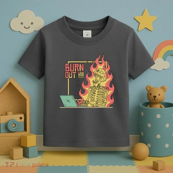 Emotionally Burnt Out Skeleton On Fire Toddler T-Shirt