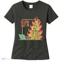 Emotionally Burnt Out Skeleton On Fire Women's T-Shirt thumb 0