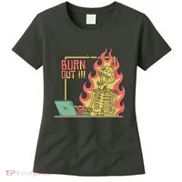 Emotionally Burnt Out Skeleton On Fire Women's T-Shirt thumb 0