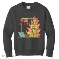 Emotionally Burnt Out Skeleton On Fire Kids Sweatshirt thumb 0