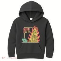 Emotionally Burnt Out Skeleton On Fire Kids Hoodie thumb 0
