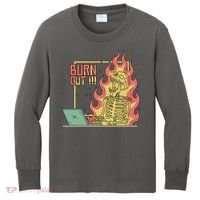 Emotionally Burnt Out Skeleton On Fire Kids Long Sleeve Shirt thumb 0