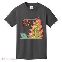 Emotionally Burnt Out Skeleton On Fire Kids T-Shirt thumb 0
