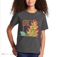 Emotionally Burnt Out Skeleton On Fire Kids T-Shirt thumb 2
