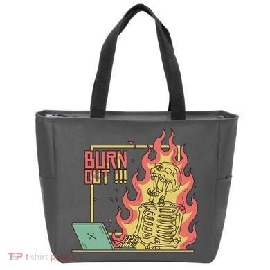 Emotionally Burnt Out Skeleton On Fire Tote Bag