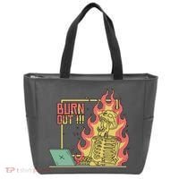 Emotionally Burnt Out Skeleton On Fire Tote Bag thumb 0