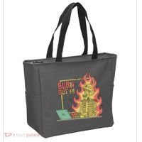 Emotionally Burnt Out Skeleton On Fire Tote Bag thumb 2