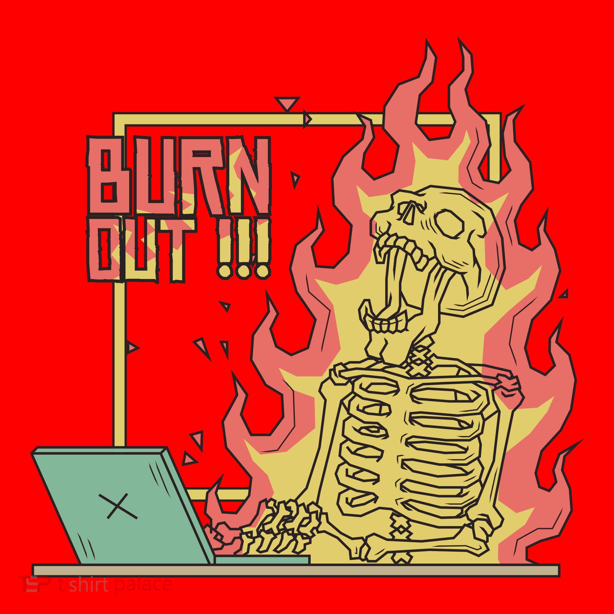 Emotionally Burnt Out Skeleton On Fire Santa Hat