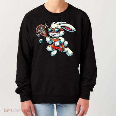 Easter Bunny Playing Lacrosse Cute Lacrosse Players Women's Sweatshirt