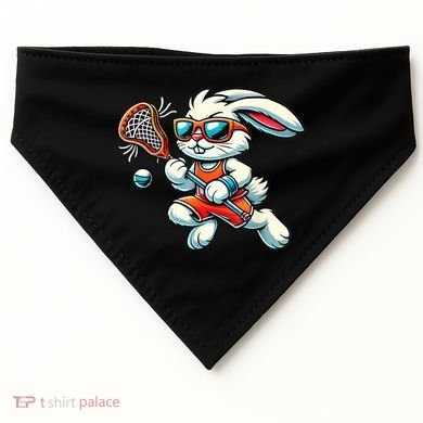 Easter Bunny Playing Lacrosse Cute Lacrosse Players USA-Made Doggie Bandana
