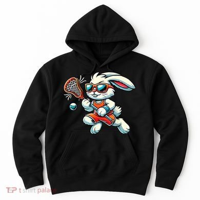 Easter Bunny Playing Lacrosse Cute Lacrosse Players Hoodie