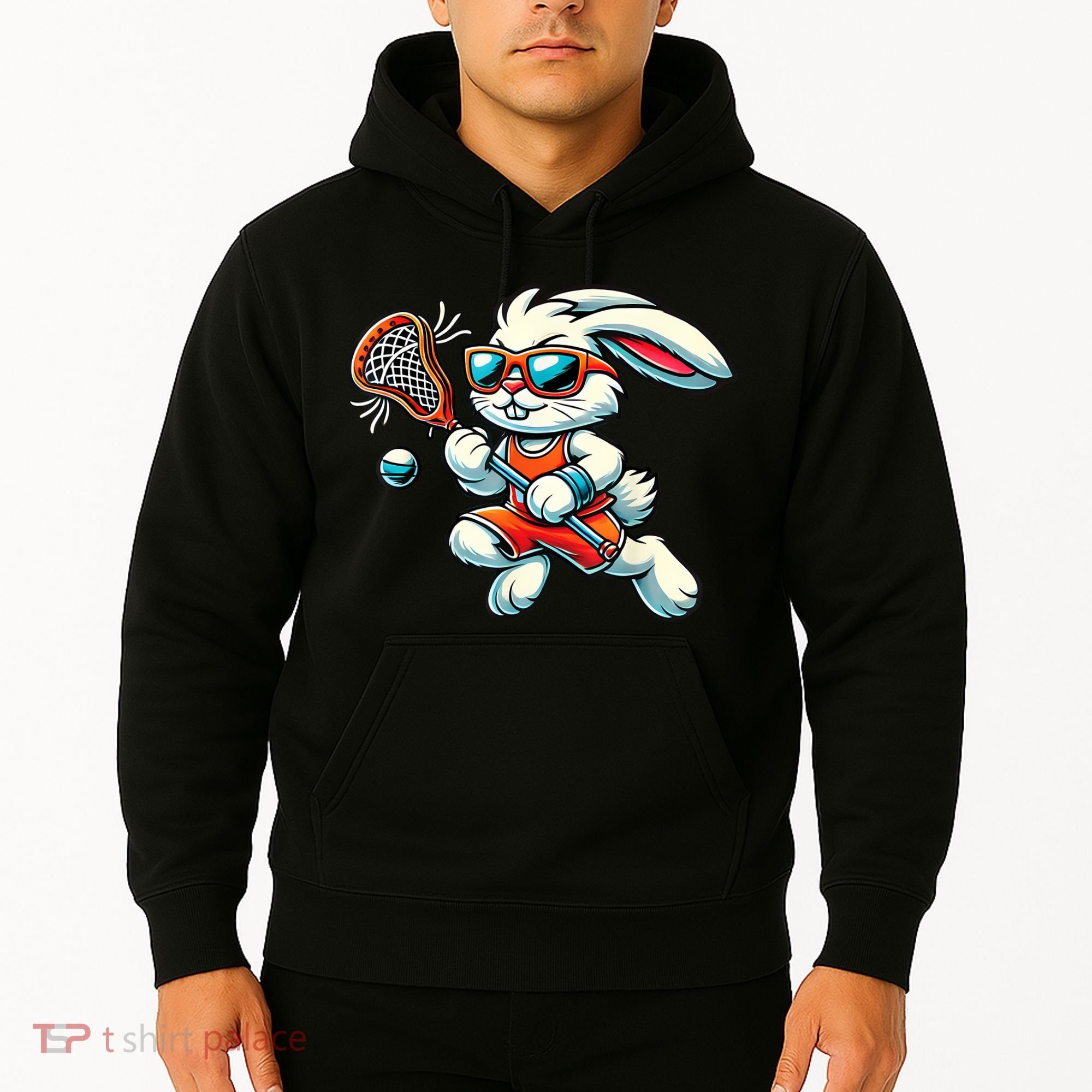 Easter Bunny Playing Lacrosse Cute Lacrosse Players Hoodie