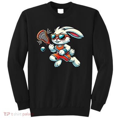 Easter Bunny Playing Lacrosse Cute Lacrosse Players Sweatshirt