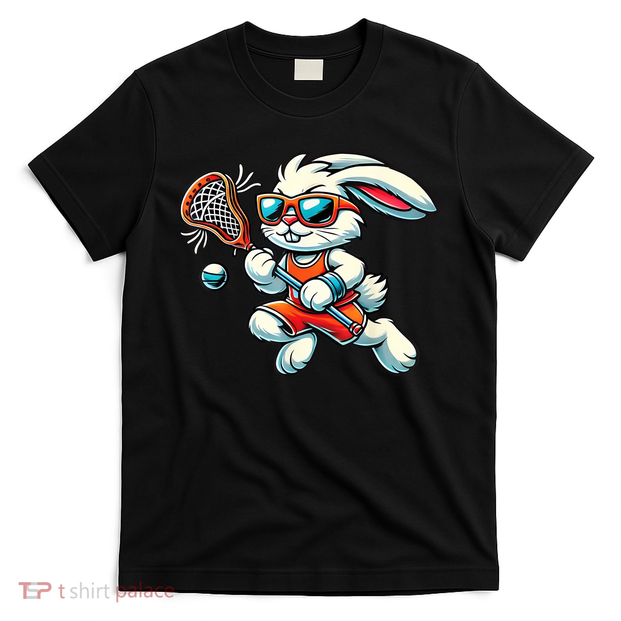 Easter Bunny Playing Lacrosse Cute Lacrosse Players T-Shirt