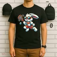 Easter Bunny Playing Lacrosse Cute Lacrosse Players T-Shirt thumb 6
