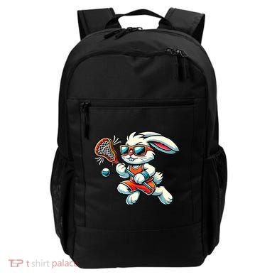 Easter Bunny Playing Lacrosse Cute Lacrosse Players Backpack