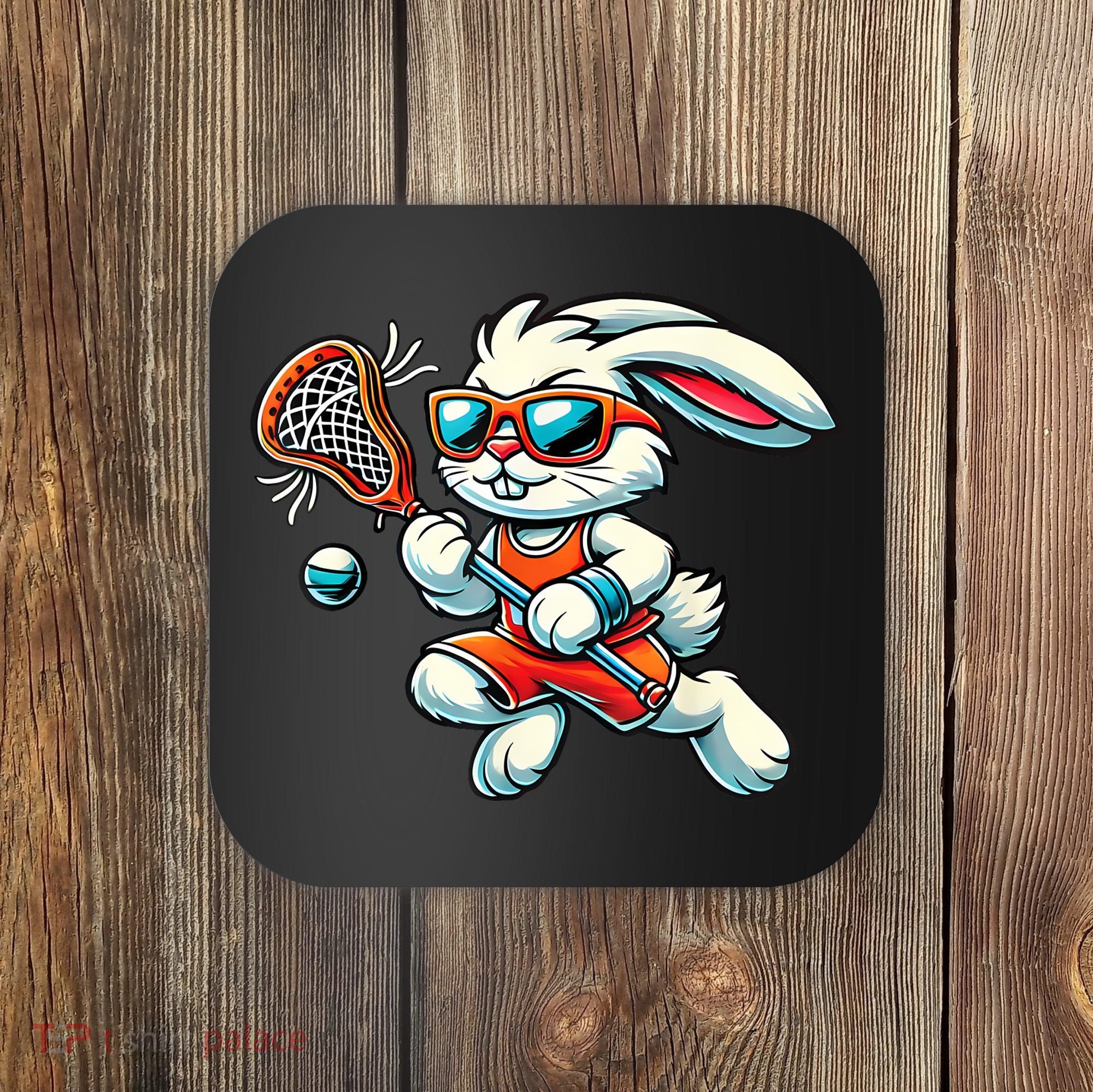 Easter Bunny Playing Lacrosse Cute Lacrosse Players Coaster