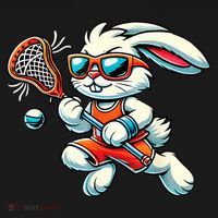 Easter Bunny Playing Lacrosse Cute Lacrosse Players Coaster thumb 2