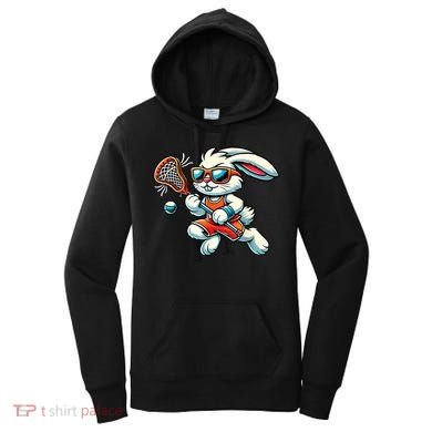 Easter Bunny Playing Lacrosse Cute Lacrosse Players Women's Hoodie