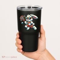 Easter Bunny Playing Lacrosse Cute Lacrosse Players Tumbler thumb 2