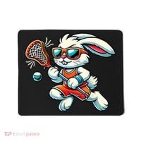Easter Bunny Playing Lacrosse Cute Lacrosse Players Mousepad thumb 0