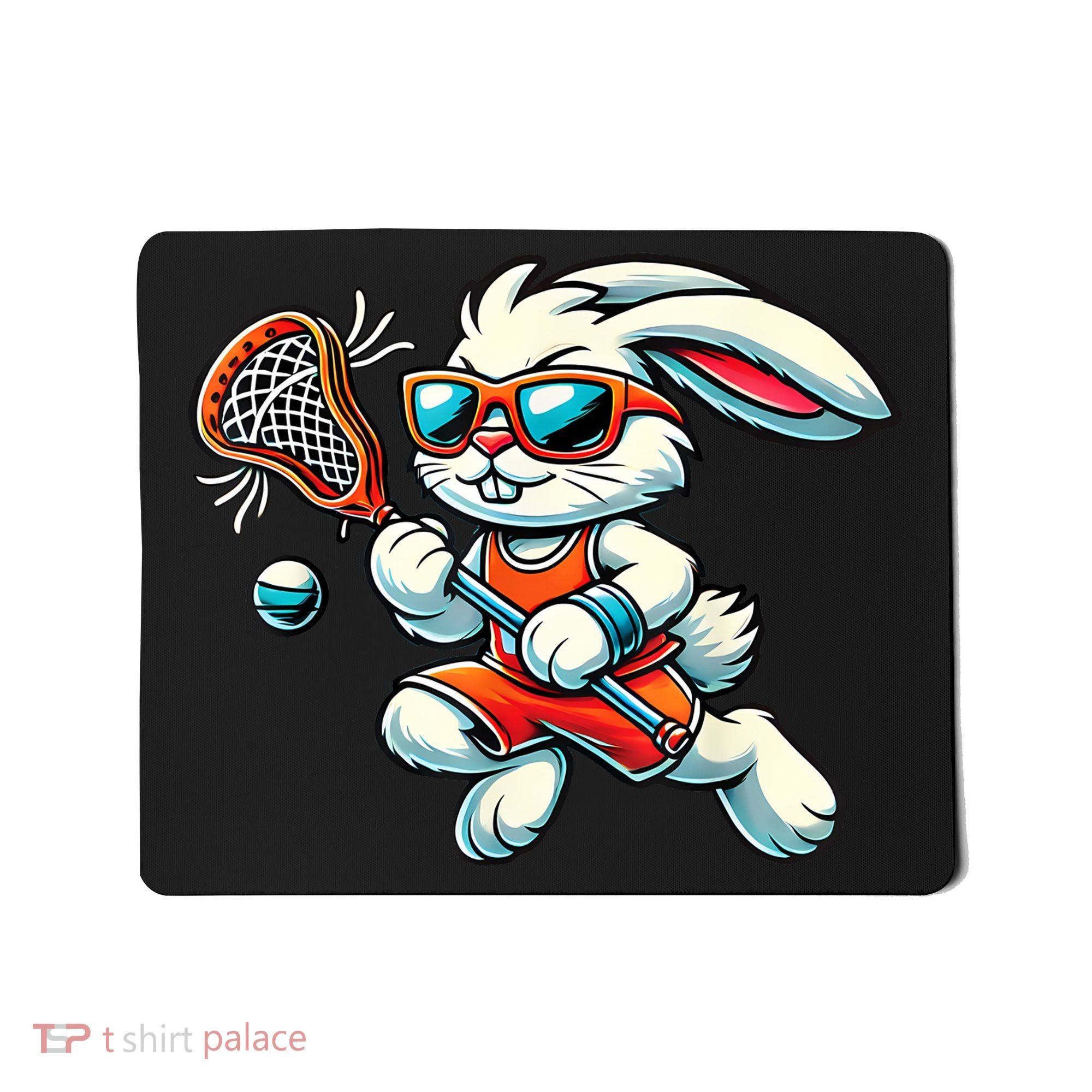 Easter Bunny Playing Lacrosse Cute Lacrosse Players Mousepad