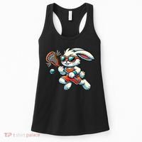 Easter Bunny Playing Lacrosse Cute Lacrosse Players Women's Tank Top thumb 0