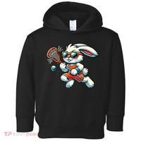 Easter Bunny Playing Lacrosse Cute Lacrosse Players Toddler Hoodie thumb 0