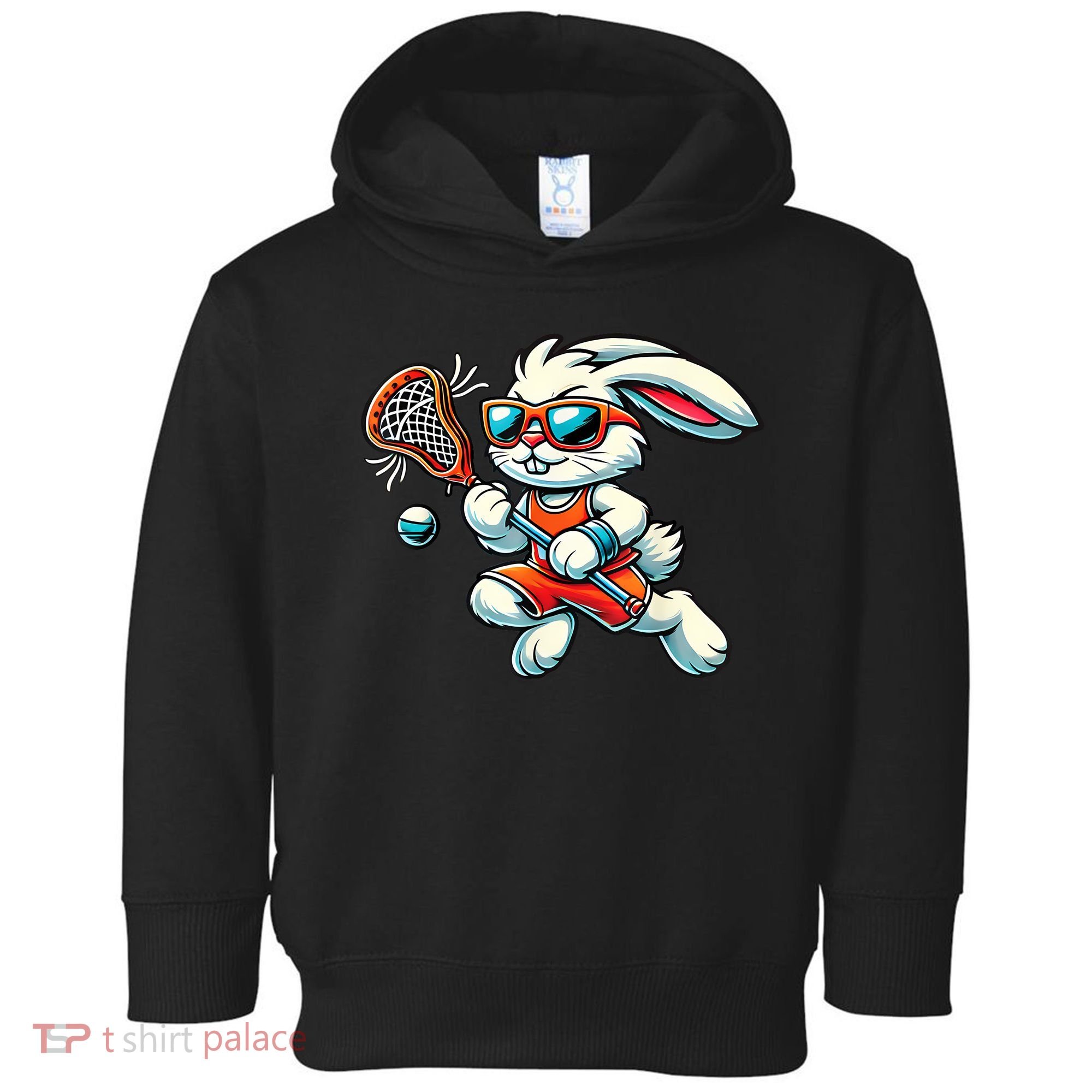 Easter Bunny Playing Lacrosse Cute Lacrosse Players Toddler Hoodie