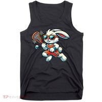 Easter Bunny Playing Lacrosse Cute Lacrosse Players Tank Top thumb 0
