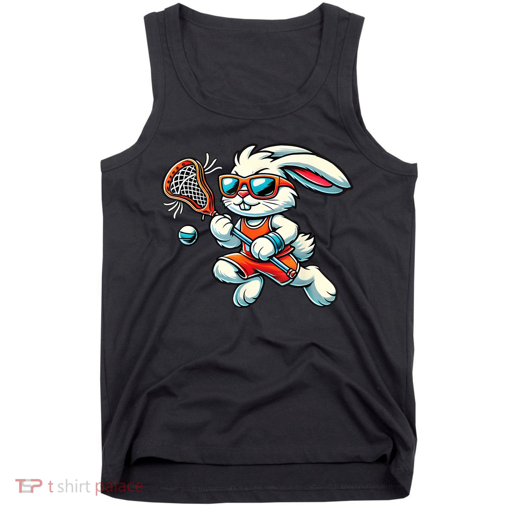 Easter Bunny Playing Lacrosse Cute Lacrosse Players Tank Top