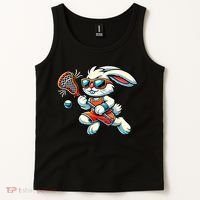 Easter Bunny Playing Lacrosse Cute Lacrosse Players Tank Top thumb 2