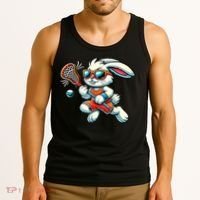 Easter Bunny Playing Lacrosse Cute Lacrosse Players Tank Top thumb 3