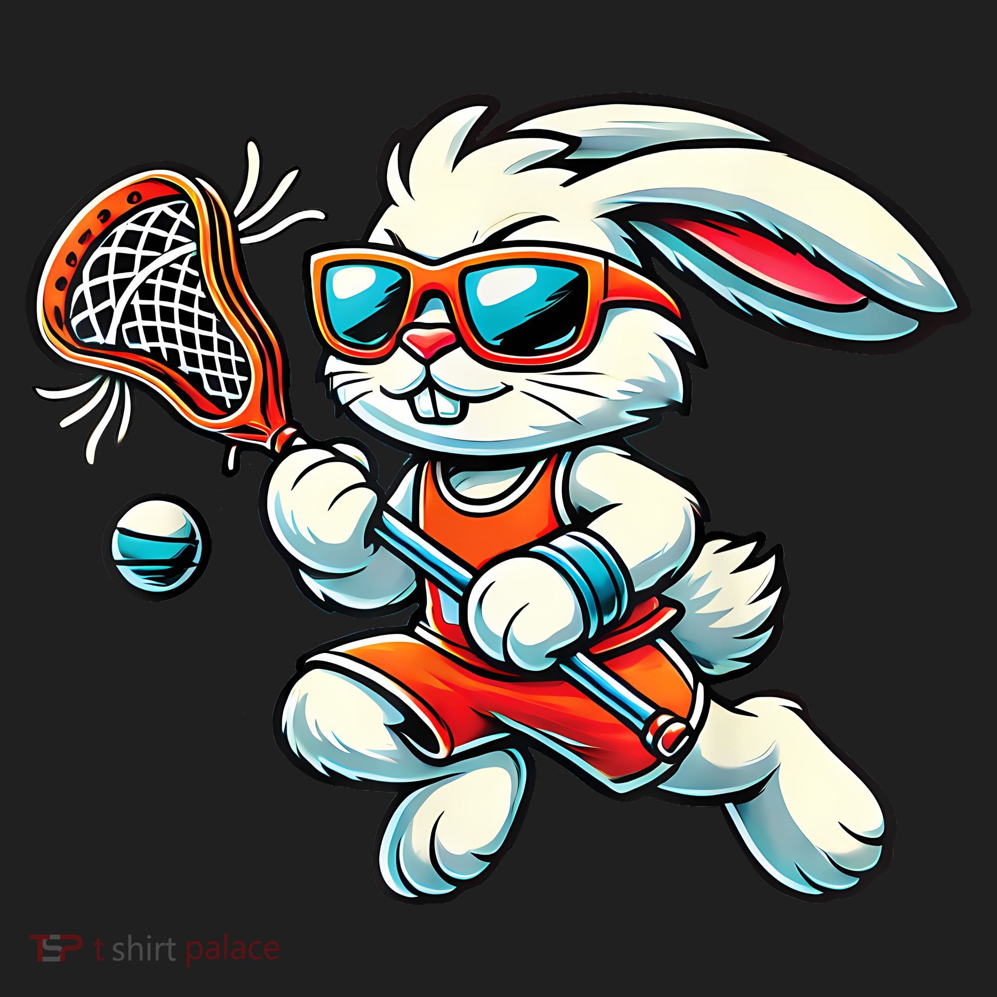 Easter Bunny Playing Lacrosse Cute Lacrosse Players Golf Towel