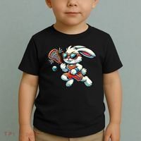 Easter Bunny Playing Lacrosse Cute Lacrosse Players Toddler T-Shirt thumb 2