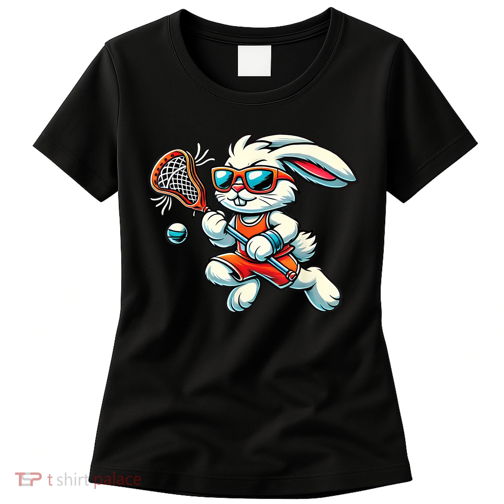 Easter Bunny Playing Lacrosse Cute Lacrosse Players Women's T-Shirt